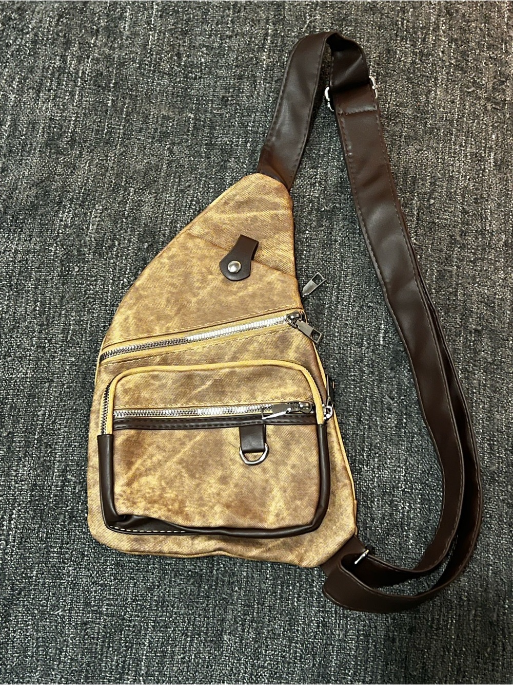Source Unknown Brown & Tan Crossbody Sling Bag